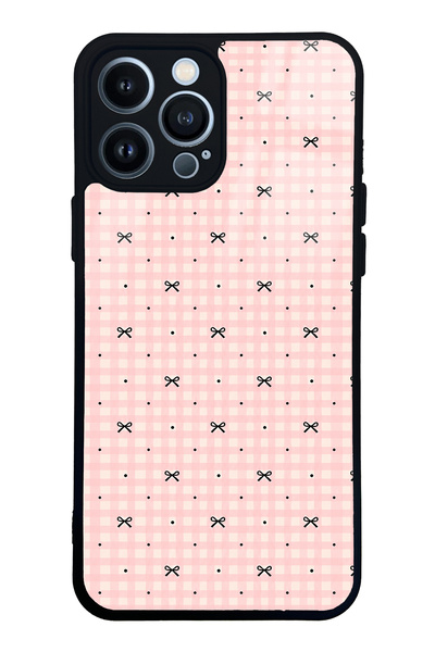 Spoyi iPhone 13 Pro Max Glossy Phone Case with Pink Coquette Pattern Design