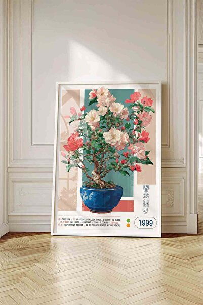 Buka Shops Camellia Flower Pot Painting Pastel – Botanical Anime Art Poster –...