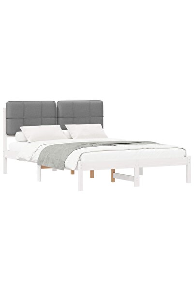 vidaxl Cadru de pat cu tăblie tapițată Gri deschis 140 x 190 cm