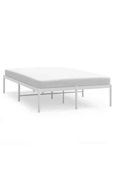 vidaxl Cadru pat metalic, alb, 135x190 cm