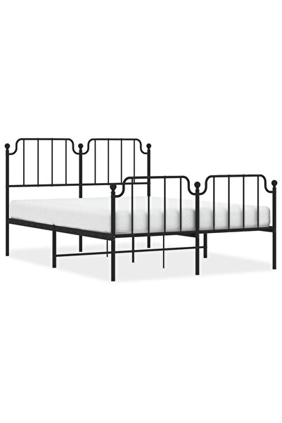 vidaxl Cadru pat metalic cu tăblie de cap/picioare , negru, 140x190 cm