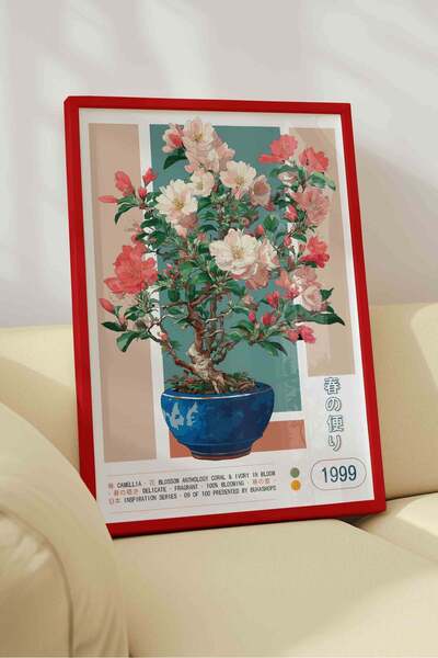 Buka Shops Camellia Flower Pot Painting Pastel – Botanical Anime Art Poster –...