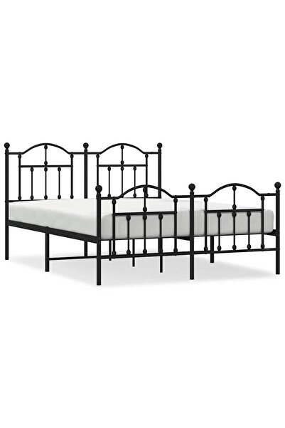 vidaxl Cadru pat metalic cu tăblie de cap/picioare, negru, 135x190 cm