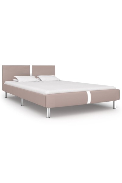 vidaxl Cadru de pat, cappuccino, 140 x 200 cm, piele ecologică