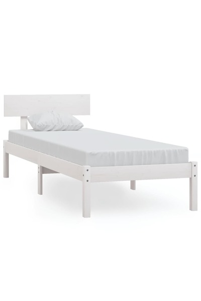 vidaxl Cadru de pat, alb, 90x200 cm, lemn masiv de pin