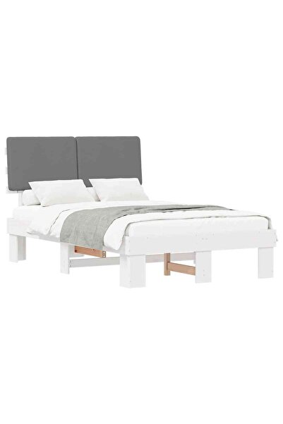 vidaxl Cadru de pat cu tăblie tapițată Gri deschis 120 x 200 cm