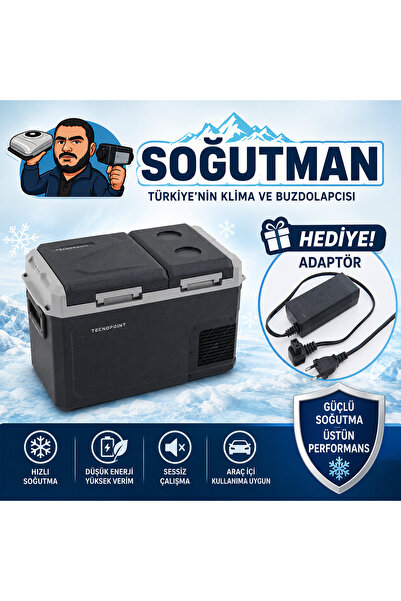 Teknopoint 30 LT ÇİFT BÖLMELİ KARAVAN/OTO BUZDOLABI -20'YE KADAR DONDURUR