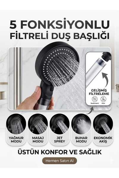 segyhome 5 Fonksiyonlu Filtreli / Klor ve Kireç Önleyici Yüksek Basınçlı Tasa...