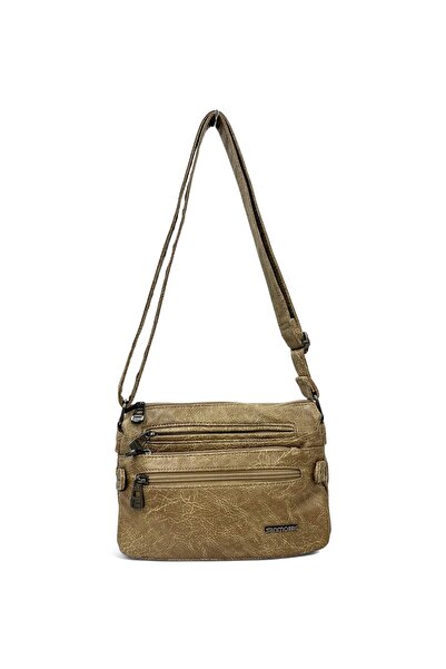 Sanmorris Multi-Compartment Washed Leather Women's Crossbody Shoulder Bag (Me...