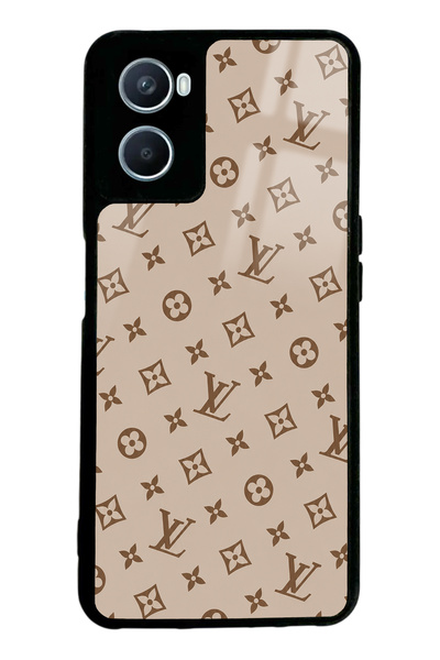 Spoyi Oppo A96 Dark Cream Lv Design Glossy Phone Case