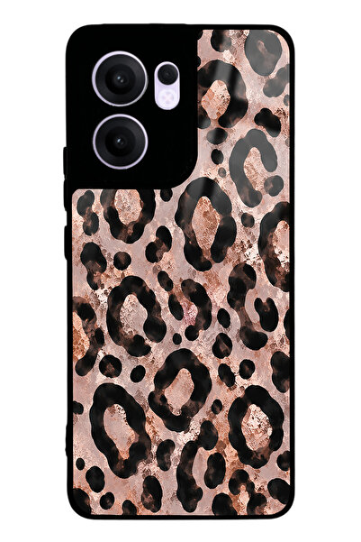 Spoyi Oppo Reno 13F Rose Gold Leopar Tasarımlı Glossy Telefon Kılıfı