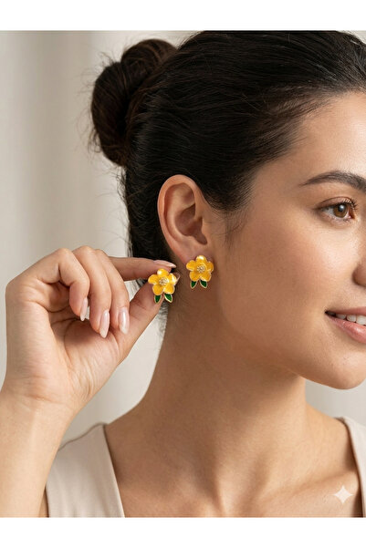 Açıkmeşe Ev Yaşam Ürünleri Vintage Enamel Flower Earrings