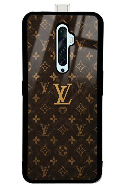 Spoyi Oppo Reno 2Z Brown Gold LV Tasarımlı Glossy Telefon Kılıfı
