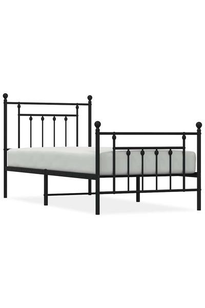 vidaxl Cadru pat metalic cu tăblii de cap/picioare, negru, 80x200 cm