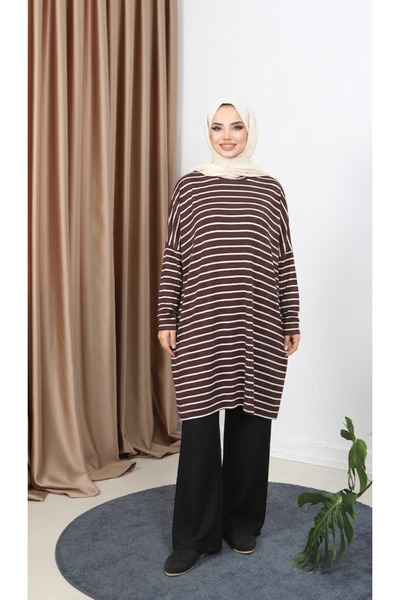 NİSUM MODA Striped Combed Tunic