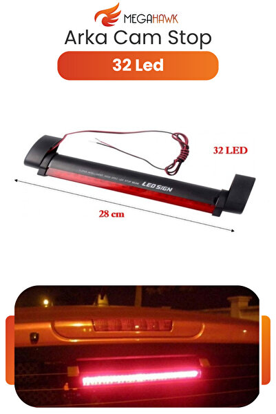 MEGAHAWK 32 LED Arka Cam Stop Lambası Universal Üçüncü Fren Lambası Kırmızı L...