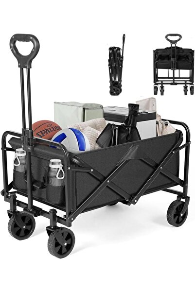 Cady One Heavy Duty Folding Shopping Cart Grocery Cart with All Terrain Wheel...