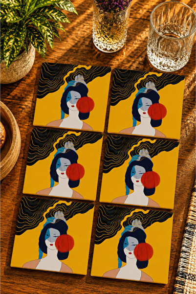 JHAAR Modern Art Face Design Set of 6 Coasters - Uv Printing Mdf - 10X10 cm