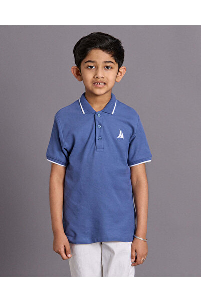 REDTAG Boys Blue Printed Polo Shirt