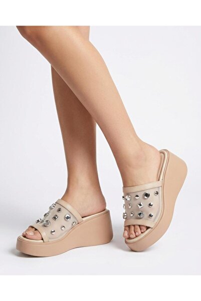 LEYDİ SHOES Kcl-06 Stone-Embellished Women's Slippers