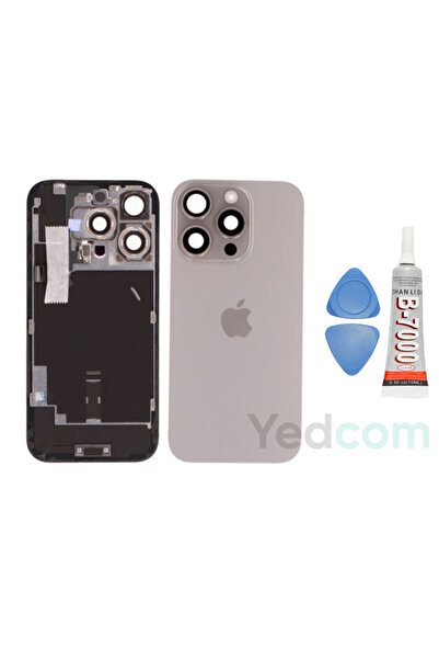 Yedcom Iphone 16 PRO MAX Titanyum Uyumlu Kamera Camlı Arka Pil Kapağı Batarya...