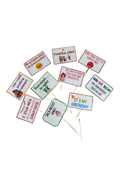 OEM Set de 10 recuzită pentru aniversare/zi de naștere, dimensiune 12x20 cm