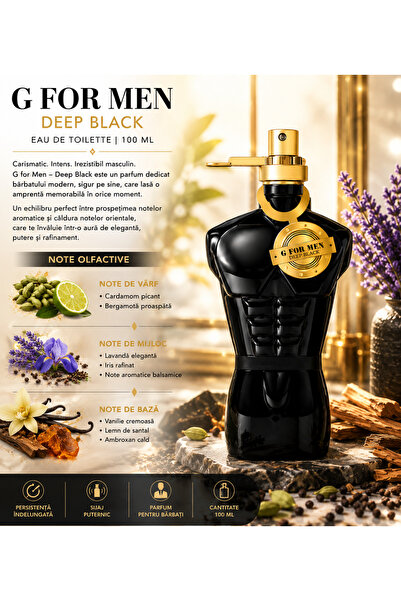 G for MAN Parfum Bărbați G For Men Deep Black 100 ml –Aromă Orientală și Lemn...