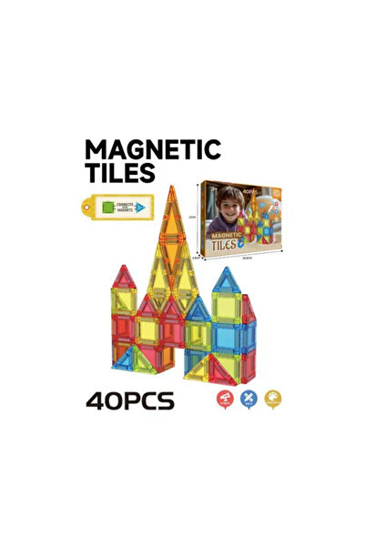 OEM Set de construcție magnetic 3D „Plăci magnetice” – 40 de piese colorate p...