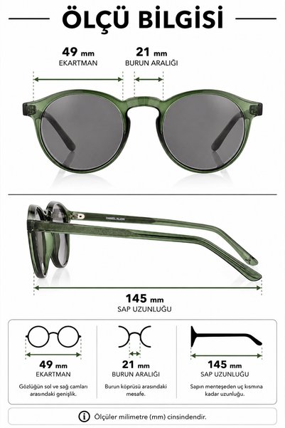 Daniel Klein UV400 Korumalı Yeşil Renk Orijinal Kadın Güneş Gözlüğü 50 Ekartman CBKGG55C3