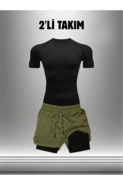 RUTBİL SPORTS 2'Lİ KISA TAYTLI ŞORT & KISA KOL COMPRESSİON BODY SET- FUTBOL-G...