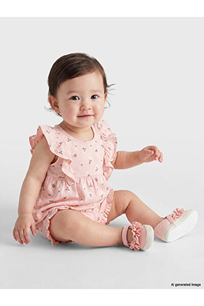 LC Waikiki Pink Floral Baby Girl Shorts Set