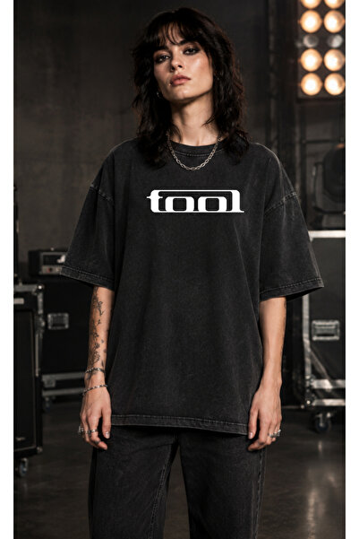 OPPPSSS Tool Vintage Washed Oversize T-Shirt with Front and Back Print Progre...