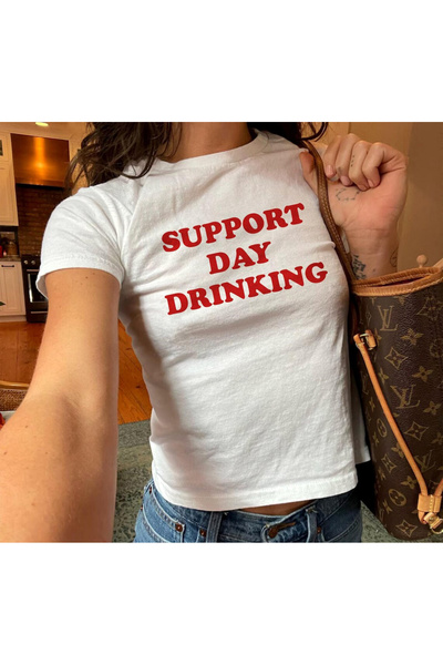 Grafftee Clothing Support Day Drinking Printed Women's Body Tee