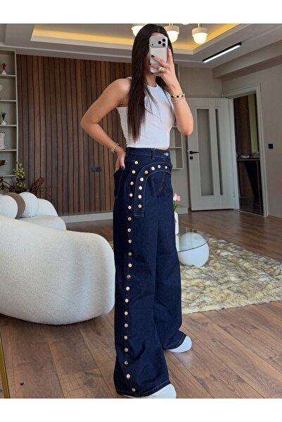 HeGa Atelier Tasarım Model Gold Zımba Detaylı Jean