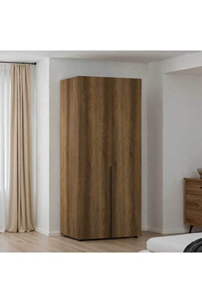 Adore Mobilya Oryana 2 Kapaklı 5 Bölmeli Gardırop-Koyu Ceviz 90x210x62 cm