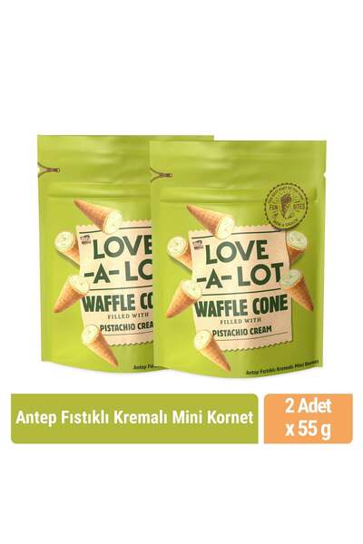 LOVE-A-LOT Antep Fıstıklı Kremalı Mini Kornet 55 gr x 2 Adet
