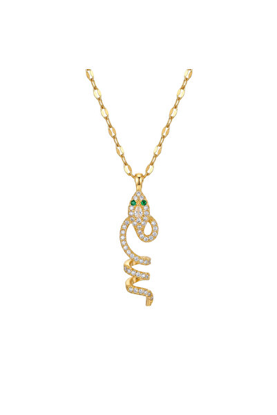 Black Season Zircon Gothic Snake Necklace - 45 + 5 cm