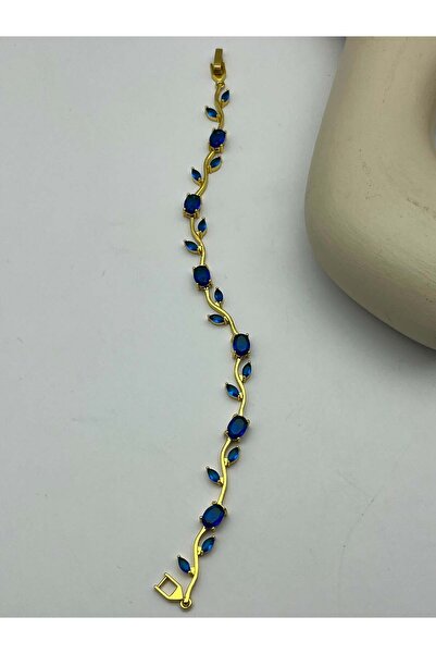 BİJU YILMAZ Gold Color Sapphire Stone Ivy Bracelet - 26Blks14