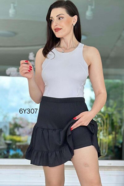 İnce Topuk Bürümcük Ruffled Short Skirt 6Y307