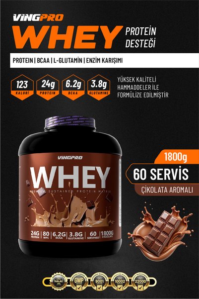 vingpro Whey Protein Pro Wpc80 1800Gr 60 Servings Chocolate 2X Chocolate Protein and 1X Shaker Gift