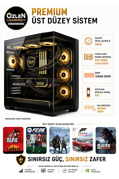 ÖZLEN PREMİUM ULTRA 9 285K RTX 5090 32GB 128GB DDR5 RAM 4TB M.2 SSD Üst Seviy...