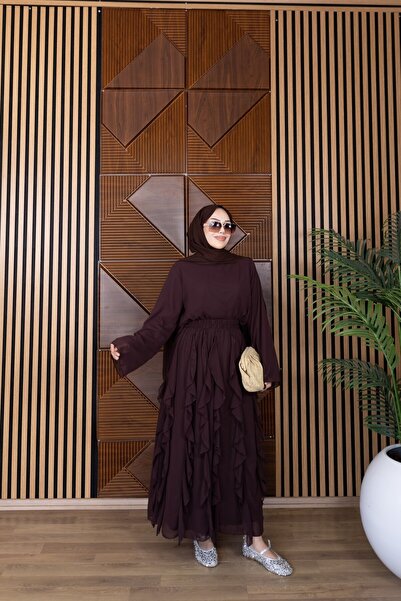 MVK MAVEKA COLLECTİON Ruffle Detailed Lined Chiffon Skirt Set