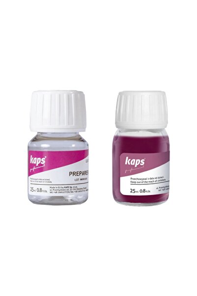 kaps Kit vopsea si preparator pentru piele, KAPS, 25ml + 25ml, Transparent/Mov
