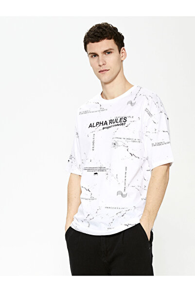 LC Waikiki Tricou bărbătesc din bumbac pieptănat, imprimat, cu guler rotund ș...
