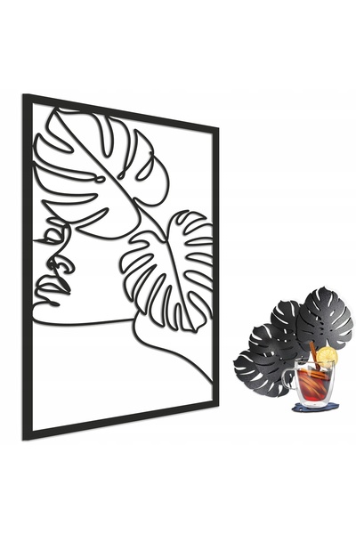 Naklejkomania Tablou 3D, panou traforat, decor modern, chip, frunze, minimali...