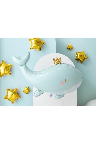 Partydeco Balon din folie Balena, 93x60 cm, albastru