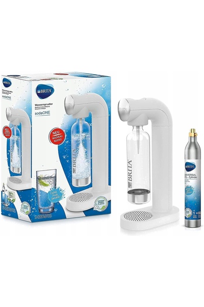 Britannica Books Saturator Brita SodaOne alb + STICLĂ + REZERVOR CO2