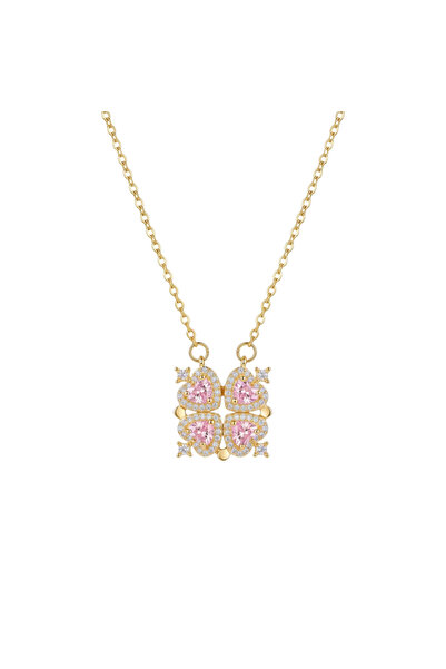 Black Season Love Heart Magnet Clover Necklace