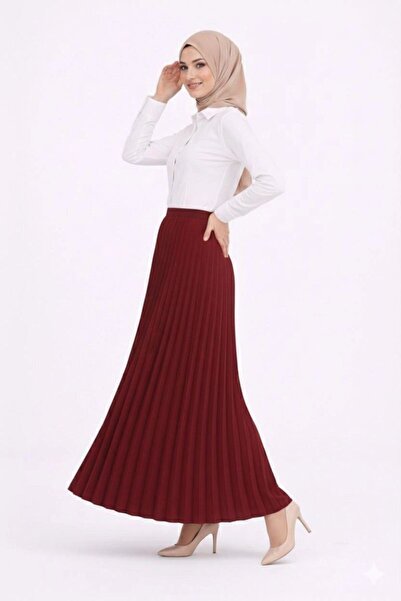 VELİZADE Cotton White Shirt and High Waist Flared Pleated Satin Skirt Two-Pie...