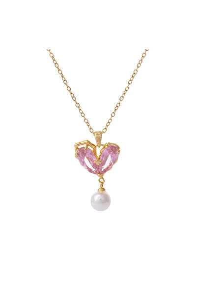 Black Season Luxury Pearl and Zircon Heart Pendant Necklace